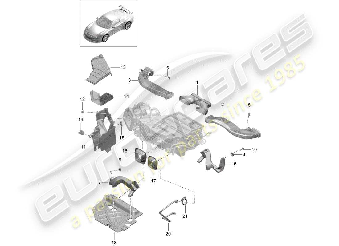 Porsche 991R/GT3/RS (2016) AIR DUCT Part Diagram