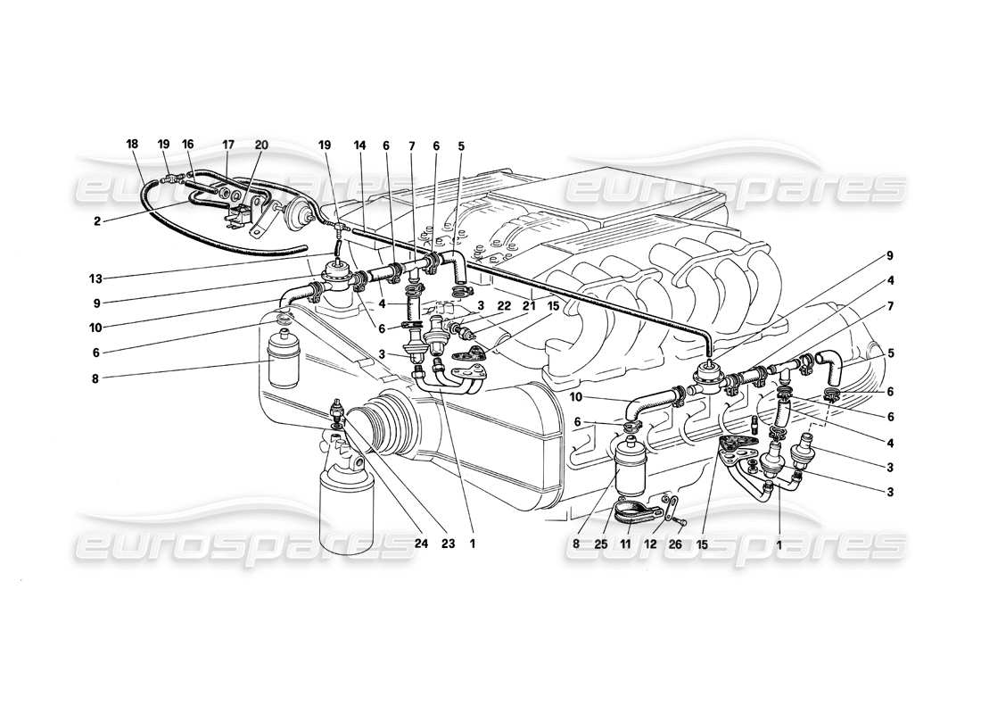 Ferrari Testarossa (1987) Air Injection and Lines (for CH and SA) Part Diagram