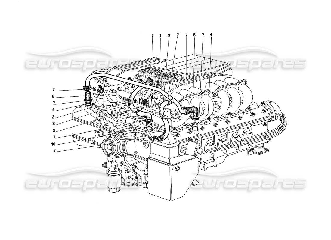 Ferrari Testarossa (1987) Blow - By System Parts Diagram
