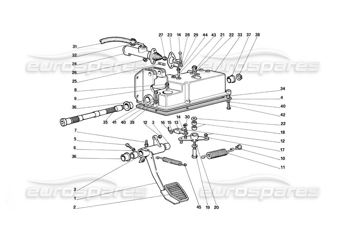 Ferrari Testarossa (1987) clutch release control Parts Diagram