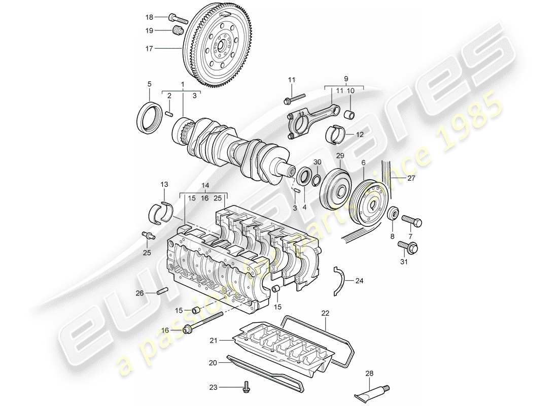 Porsche 997 (2006) crankshaft Part Diagram