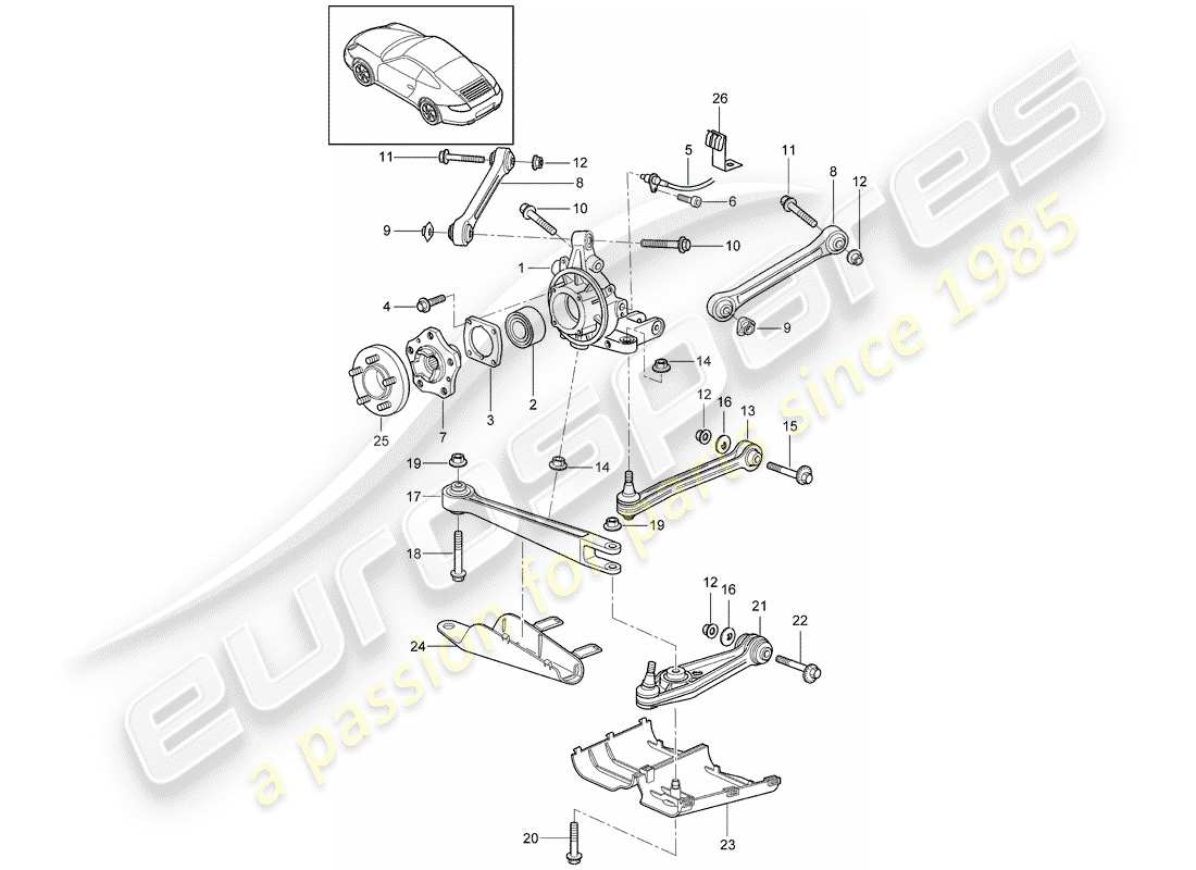 Porsche 997 (2006) rear axle Part Diagram