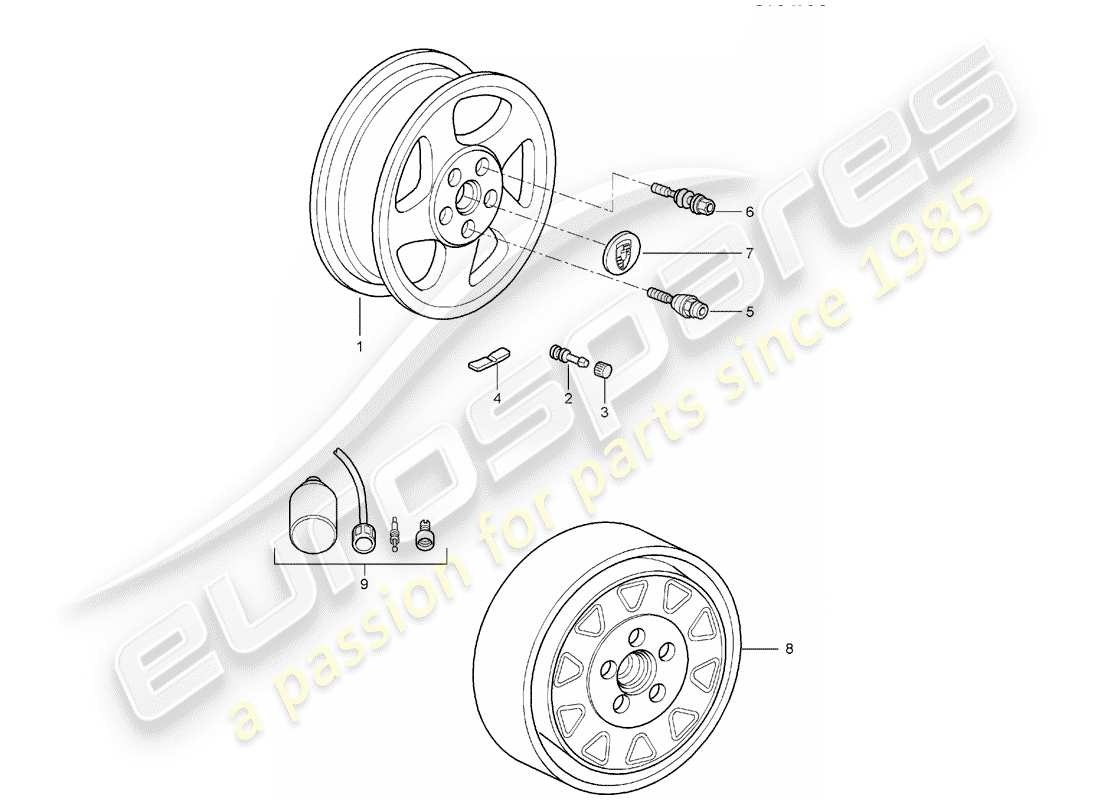 Porsche 997 (2008) Wheels Part Diagram