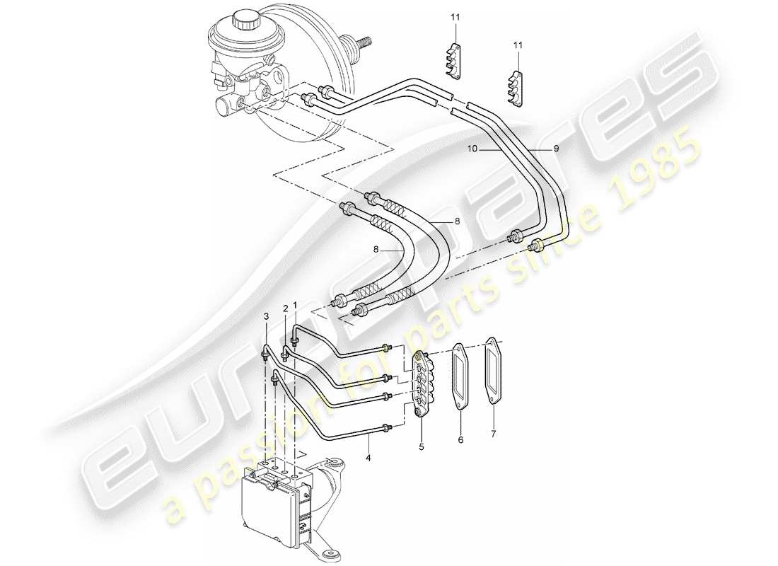 Porsche 997 (2008) brake lines Part Diagram