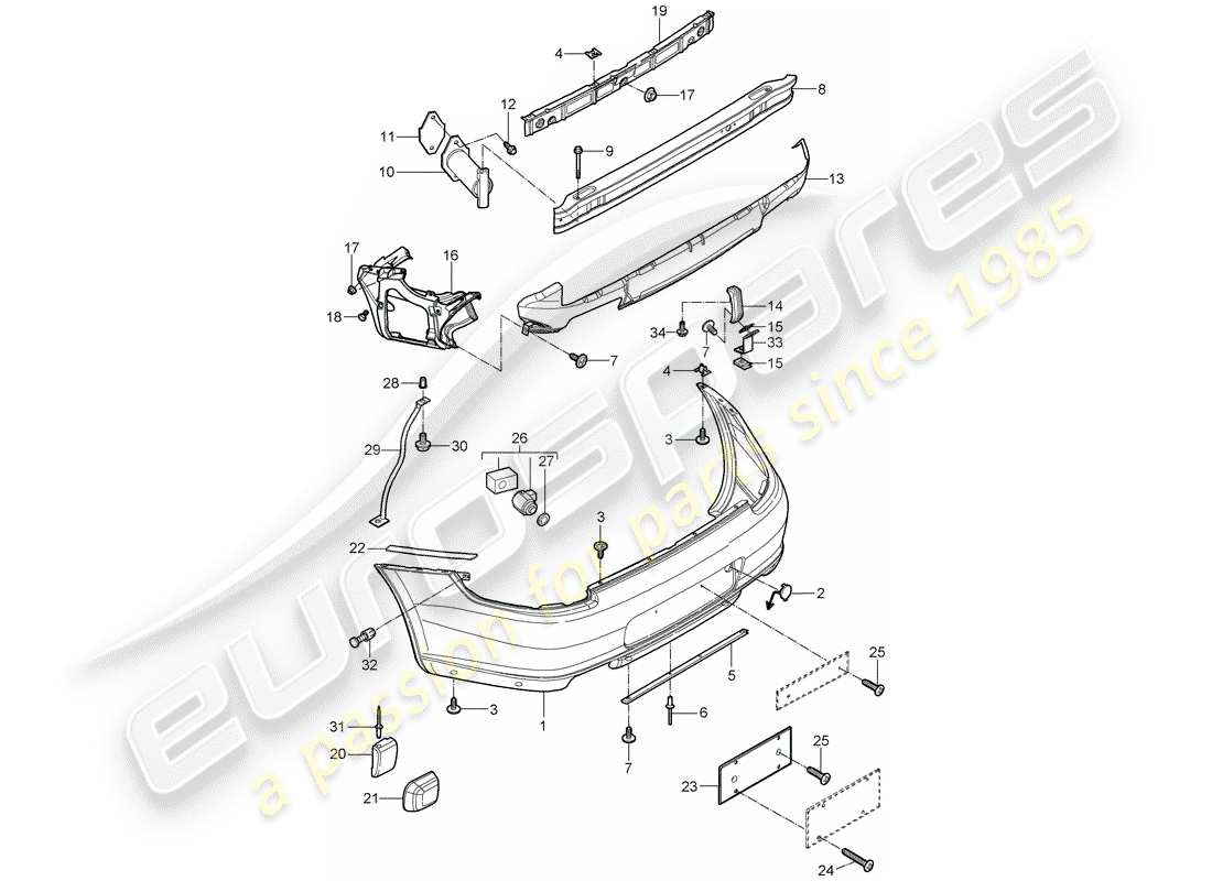 Porsche 997 (2008) BUMPER Part Diagram