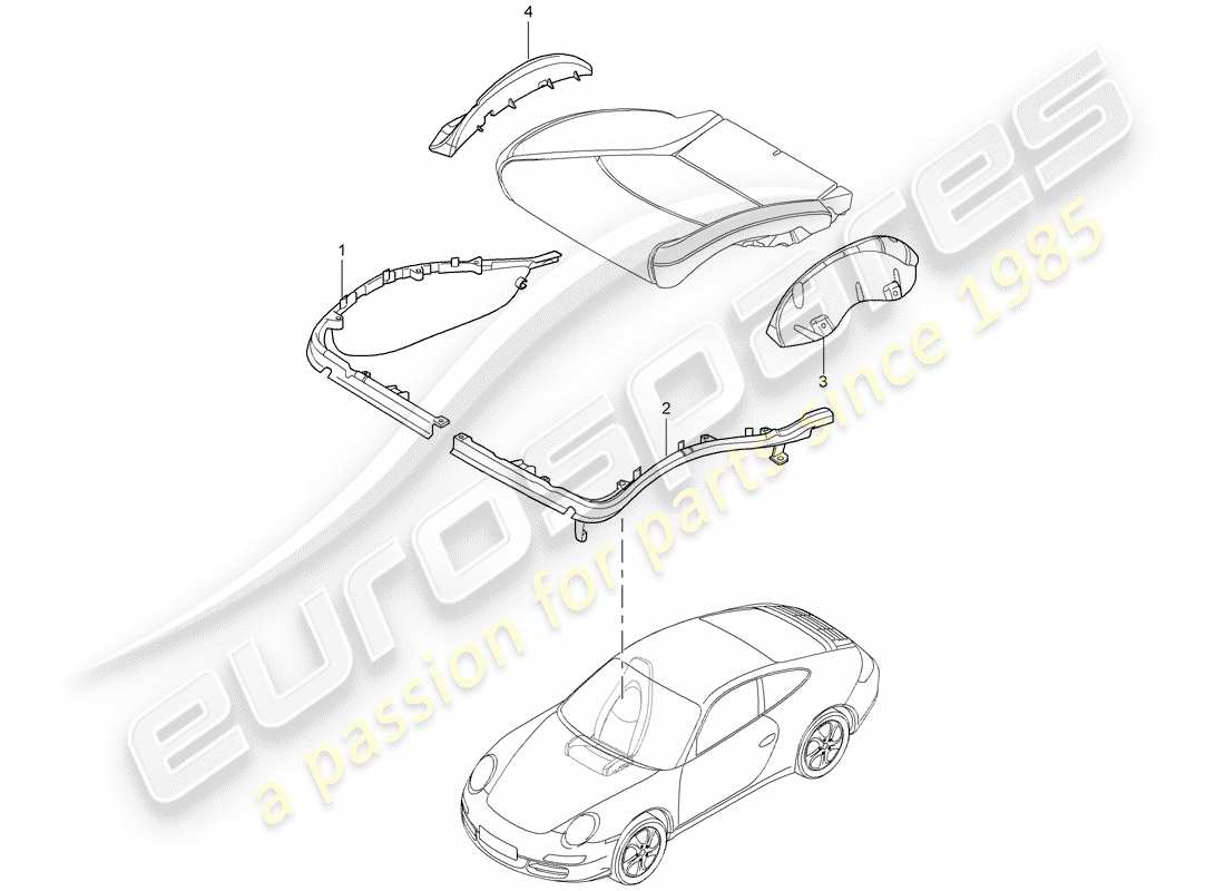 Porsche 997 (2008) CUSHION CARRIER Part Diagram
