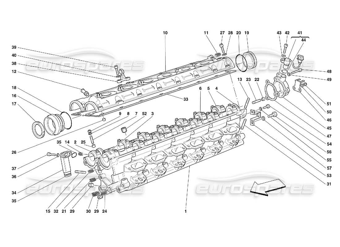 Ferrari 456 GT/GTA RH Cylinder Head Parts Diagram