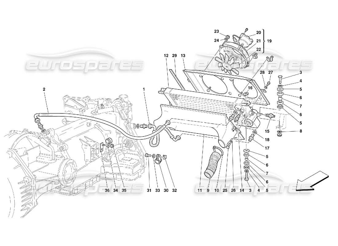 Ferrari 456 GT/GTA Gearbox Cooling Radiator -Valid for 456 GTA Parts Diagram