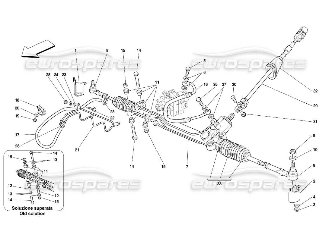 Ferrari 456 GT/GTA Hydraulic Steering Box and Serpentine -Not for GD Parts Diagram