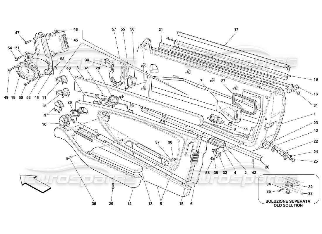 Ferrari 456 GT/GTA Doors - Framework and Coverings Parts Diagram