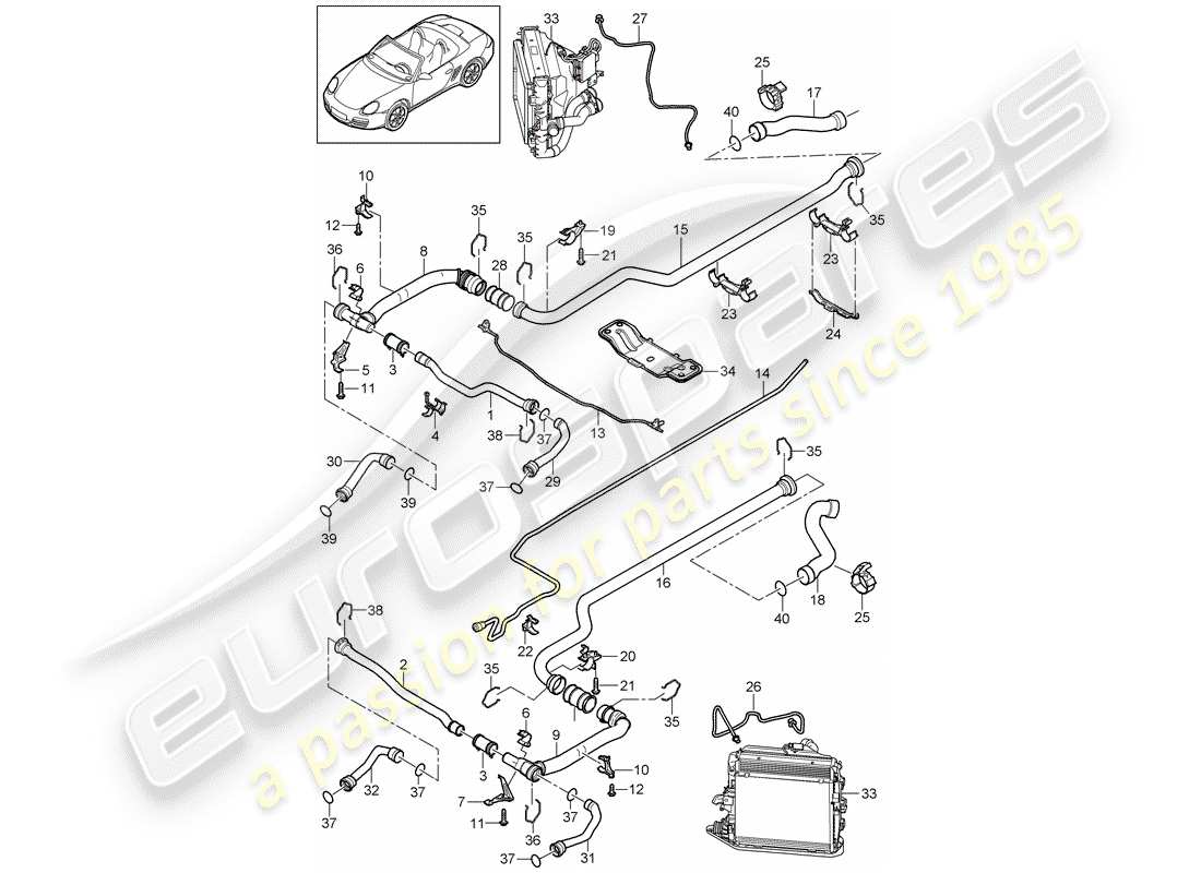 Porsche Boxster 987 (2007) water cooling 2 Part Diagram