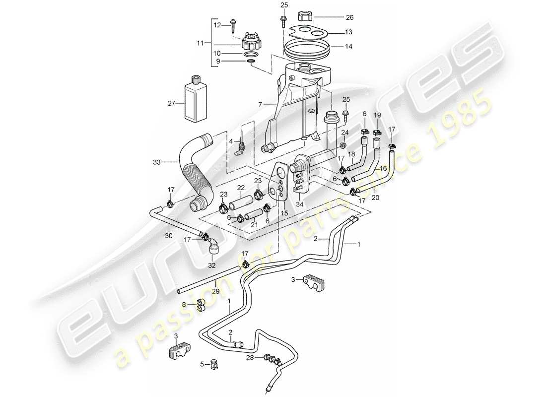 Porsche Boxster 987 (2007) water cooling 4 Part Diagram