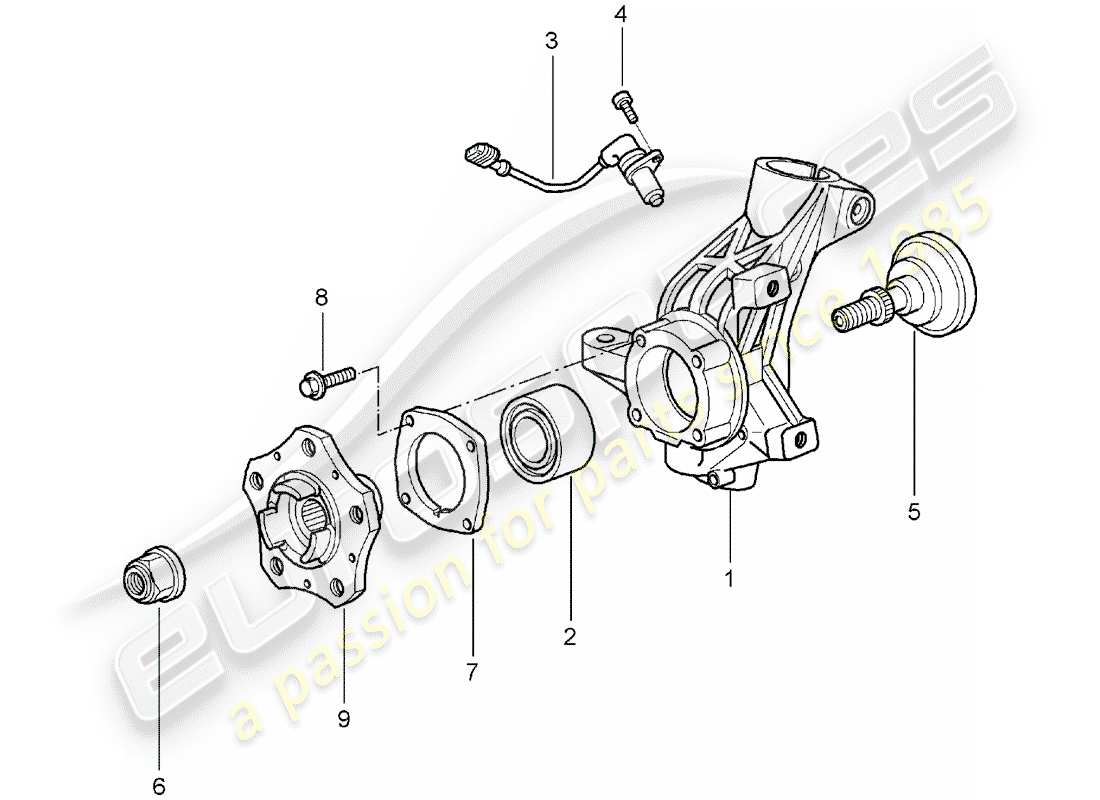 Porsche Boxster 987 (2007) wheel carrier Part Diagram