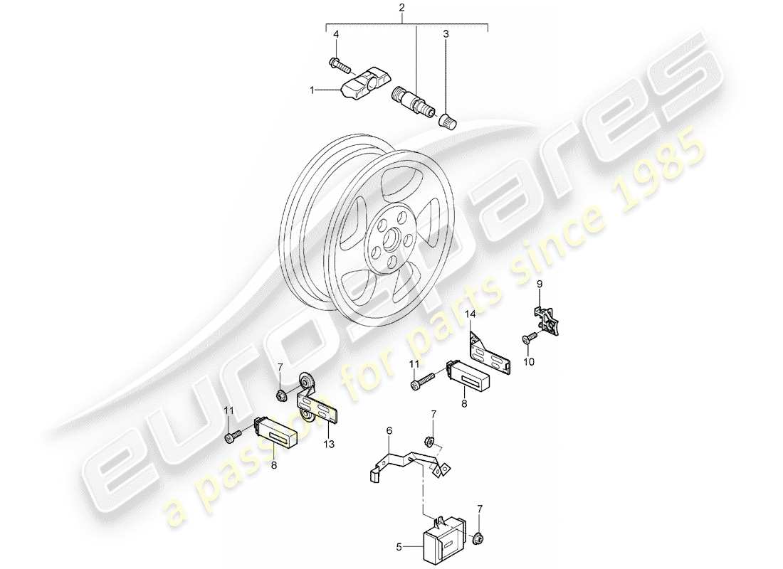 Porsche Boxster 987 (2007) TIRE PRESSURE CONTROL SYSTEM Part Diagram