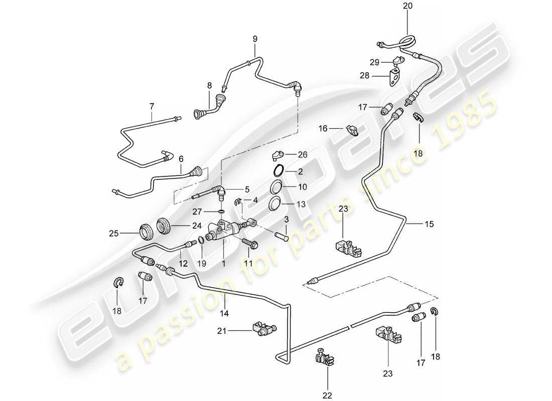 Porsche Boxster 987 (2007) hydraulic clutch Part Diagram