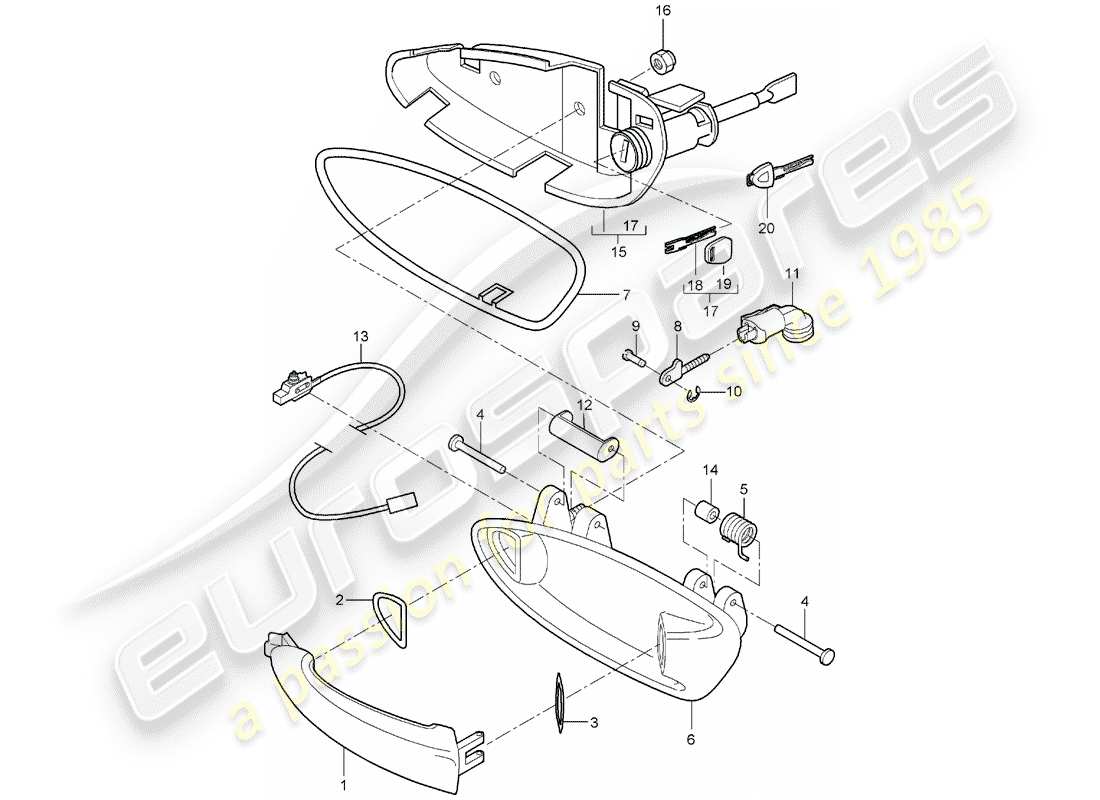 Porsche Boxster 987 (2007) door handle Part Diagram