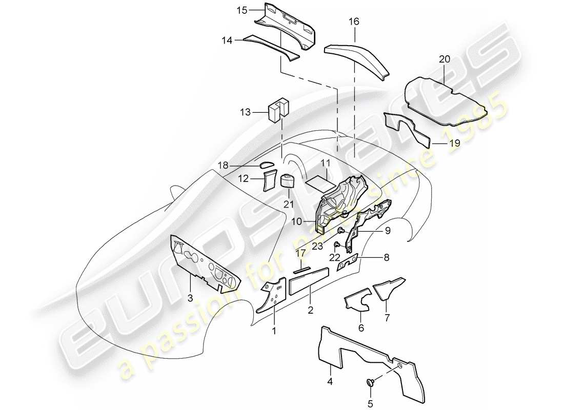 Porsche Boxster 987 (2007) Body Shell Part Diagram