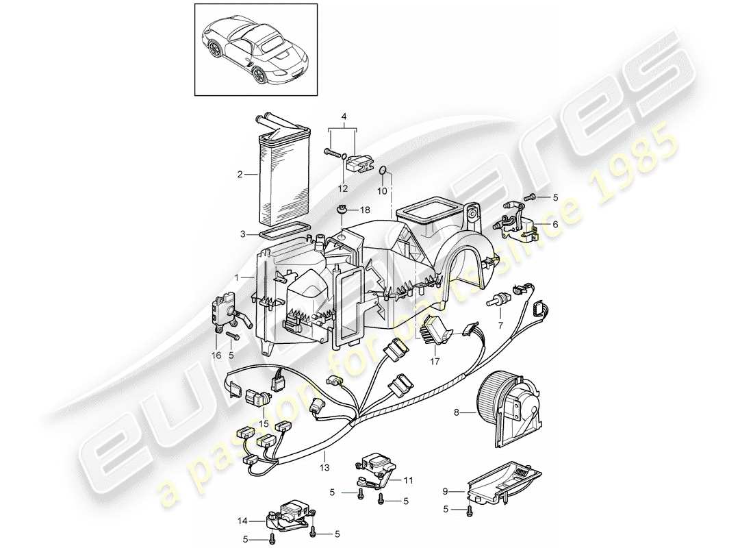 Porsche Boxster 987 (2007) AIR CONDITIONER Part Diagram