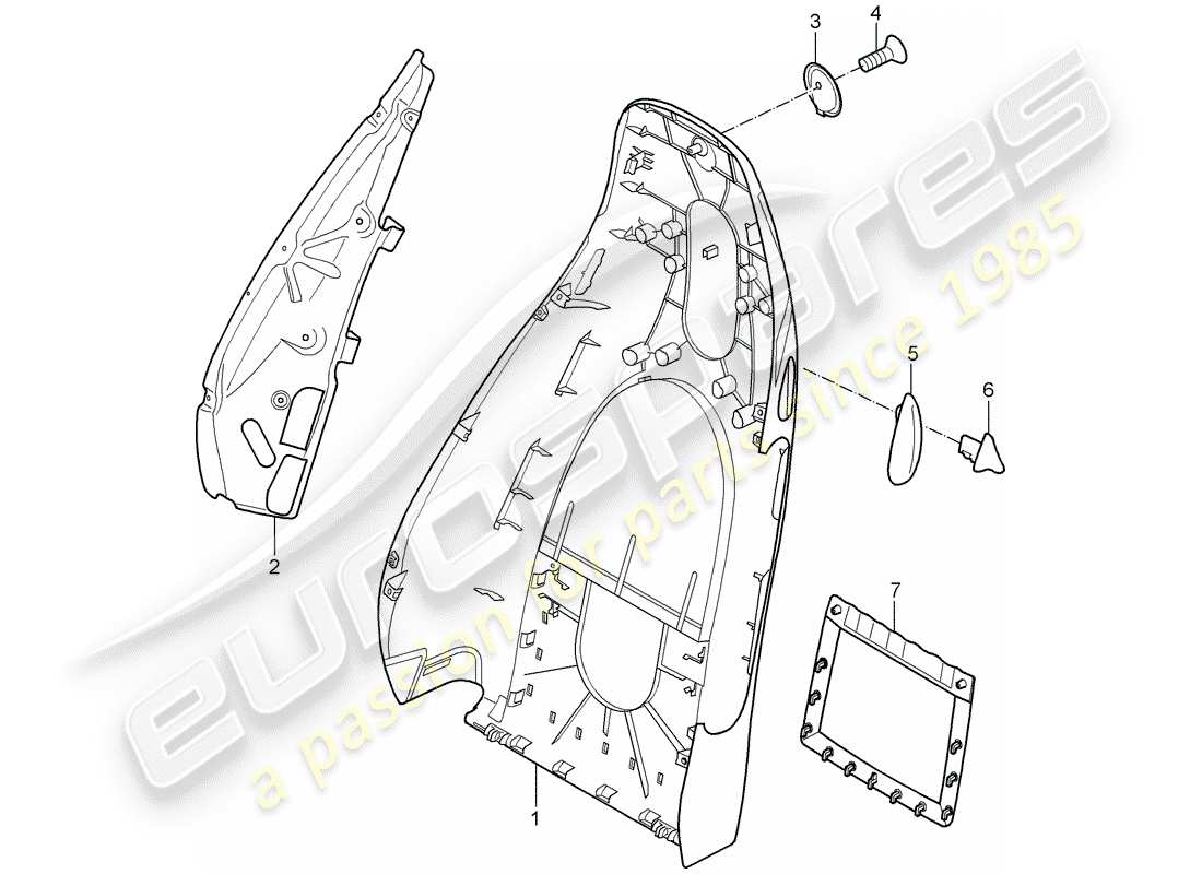 Porsche Boxster 987 (2007) backrest shell Part Diagram