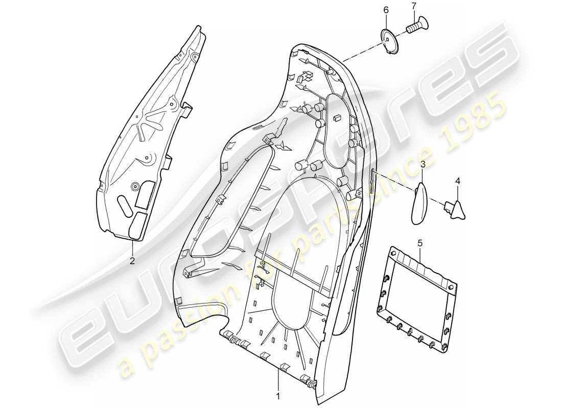 Porsche Boxster 987 (2007) backrest shell Part Diagram