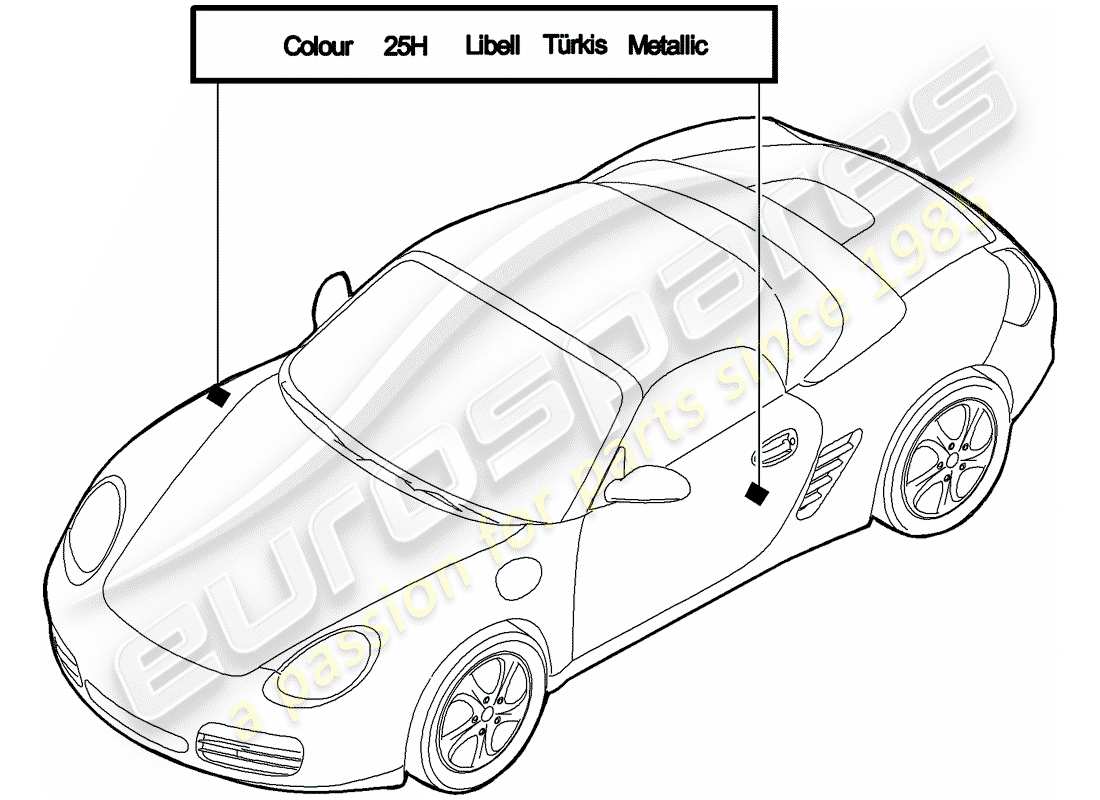 Porsche Boxster 987 (2008) paint touch-up stick Part Diagram