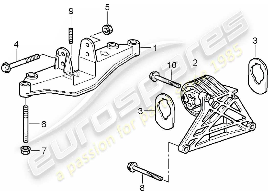 Porsche Boxster 987 (2008) engine suspension Part Diagram