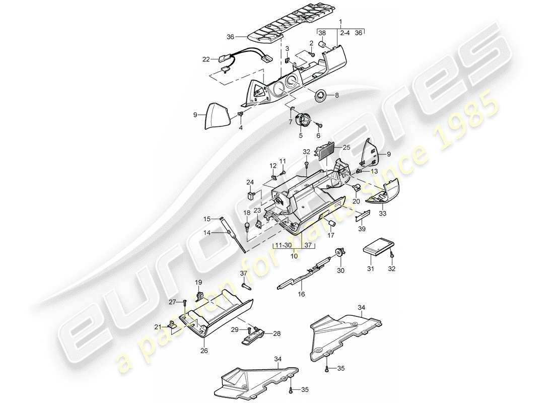 Porsche Boxster 987 (2008) GLOVE BOX Part Diagram