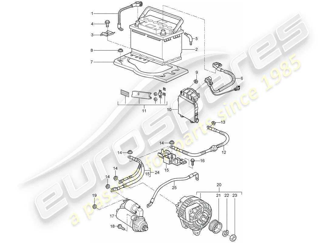 Porsche Boxster 987 (2008) Battery Part Diagram