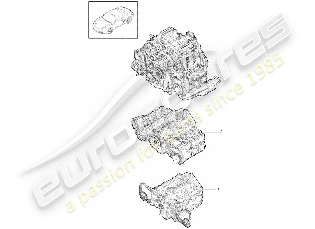 Porsche Boxster 987 (2010) REPLACEMENT ENGINE Part Diagram