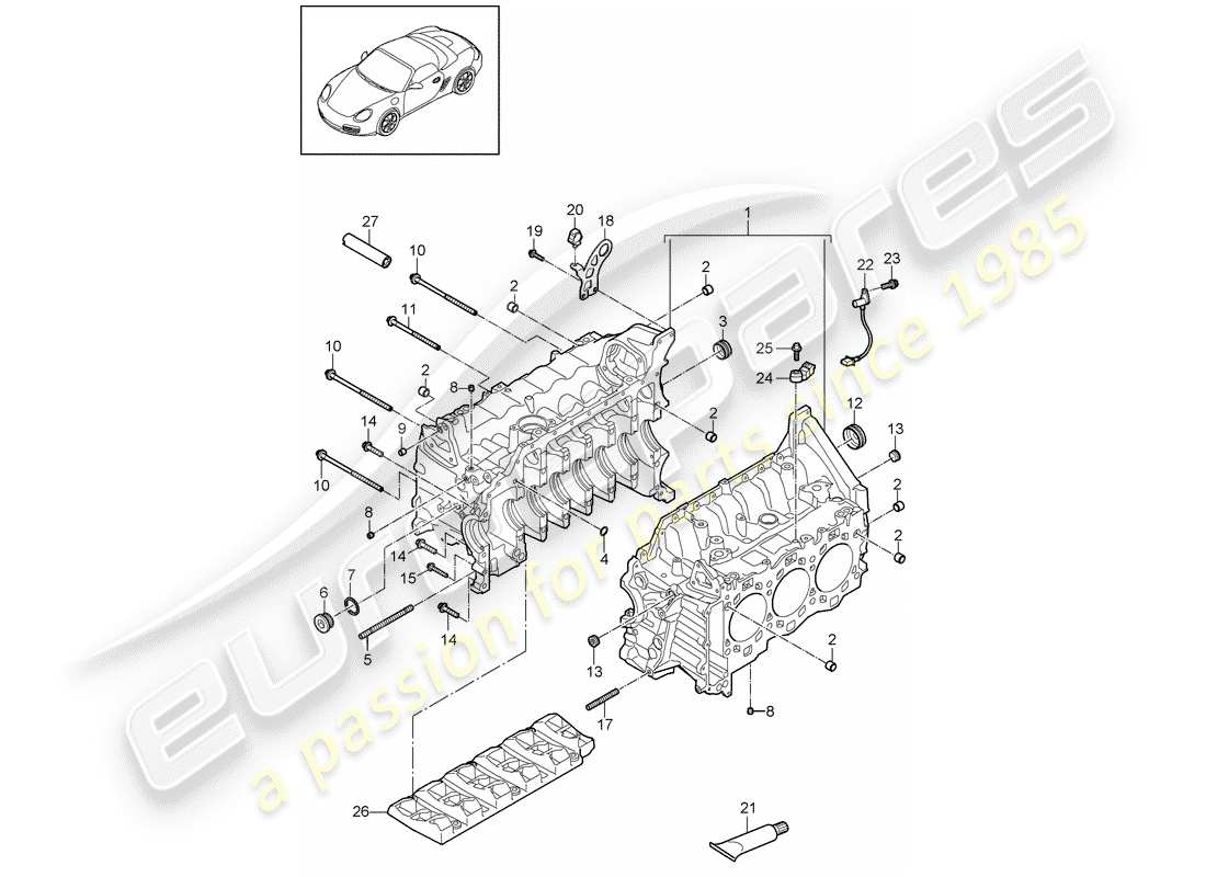 Porsche Boxster 987 (2010) crankcase Part Diagram