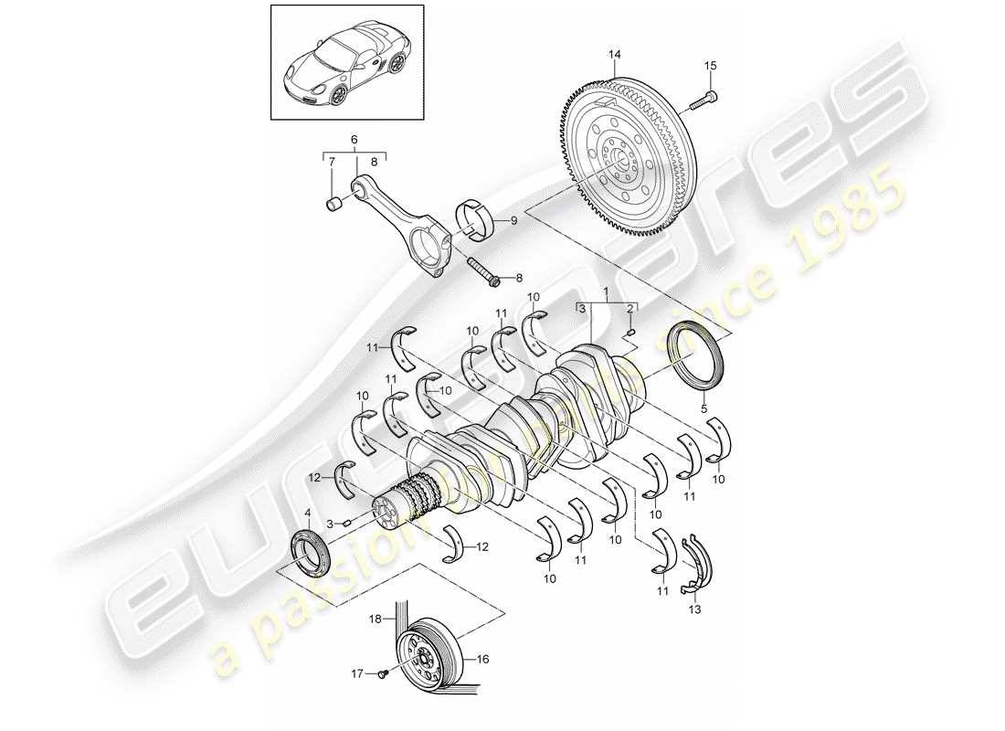Porsche Boxster 987 (2010) crankshaft Part Diagram