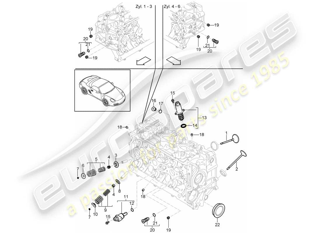 Porsche Boxster 987 (2010) CYLINDER HEAD Part Diagram