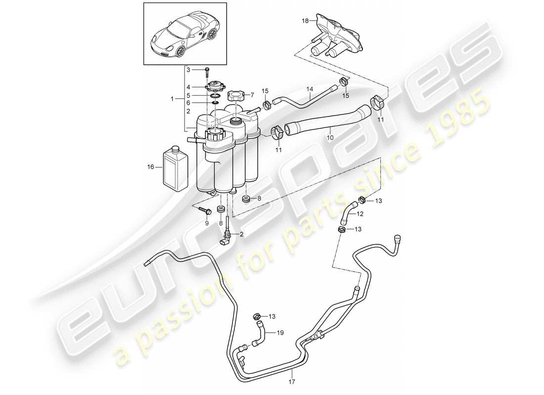 Porsche Boxster 987 (2010) water cooling Part Diagram