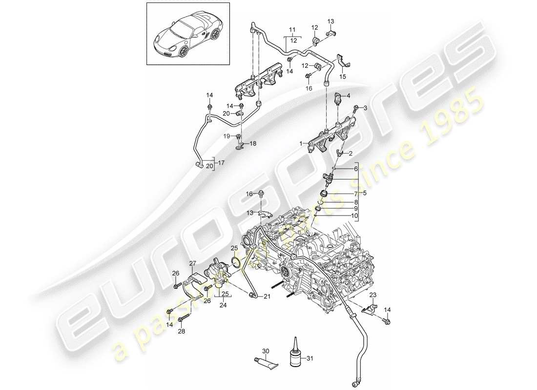 Porsche Boxster 987 (2010) FUEL COLLECTION PIPE Part Diagram