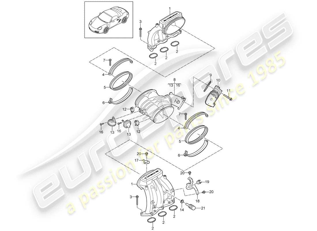 Porsche Boxster 987 (2010) intake air distributor Part Diagram