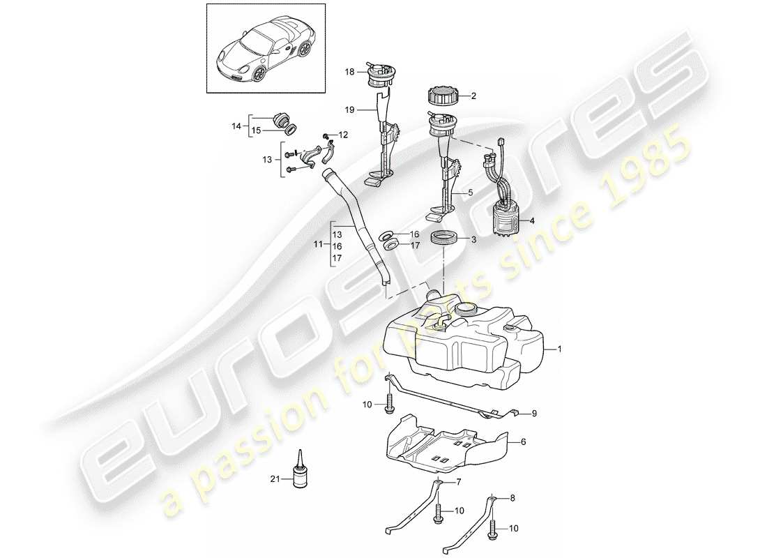 Porsche Boxster 987 (2010) FUEL TANK Part Diagram