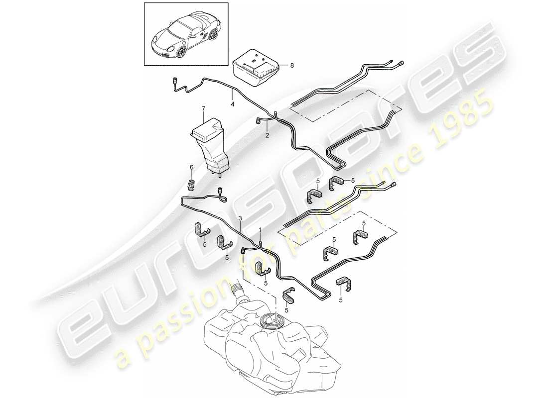 Porsche Boxster 987 (2010) fuel system Part Diagram