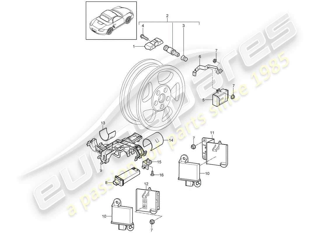 Porsche Boxster 987 (2010) TIRE PRESSURE CONTROL SYSTEM Part Diagram