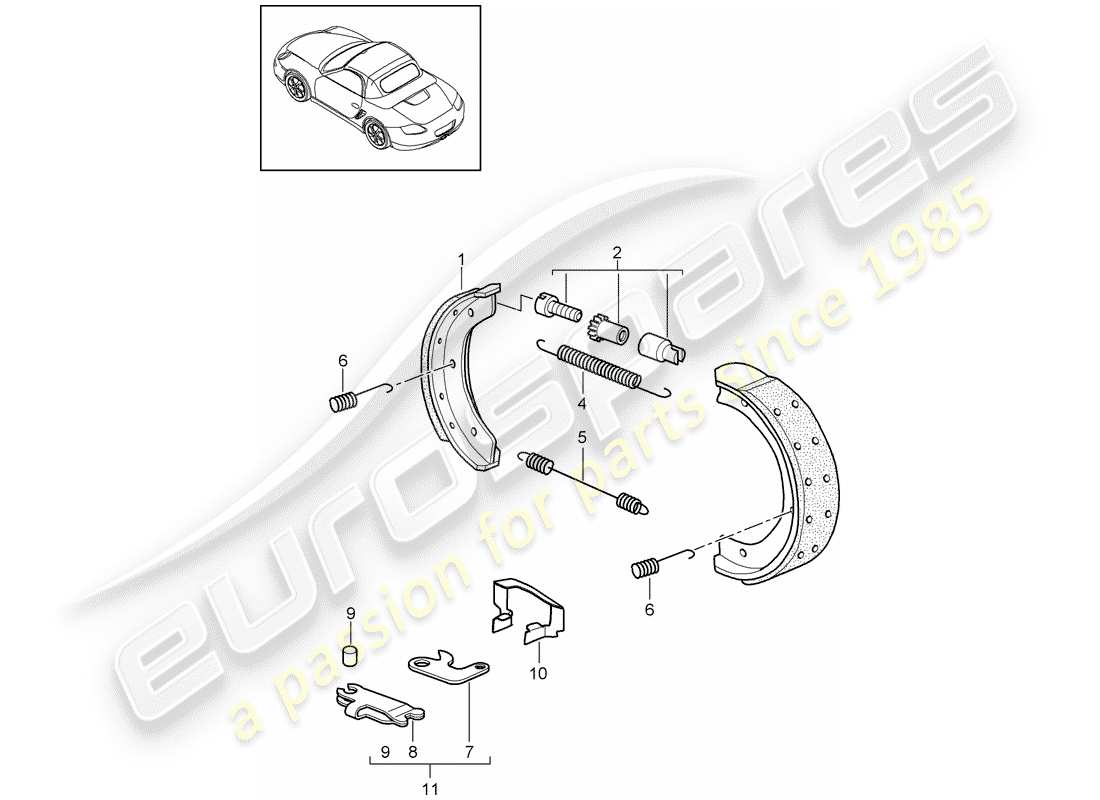 Porsche Boxster 987 (2010) Handbrake Part Diagram