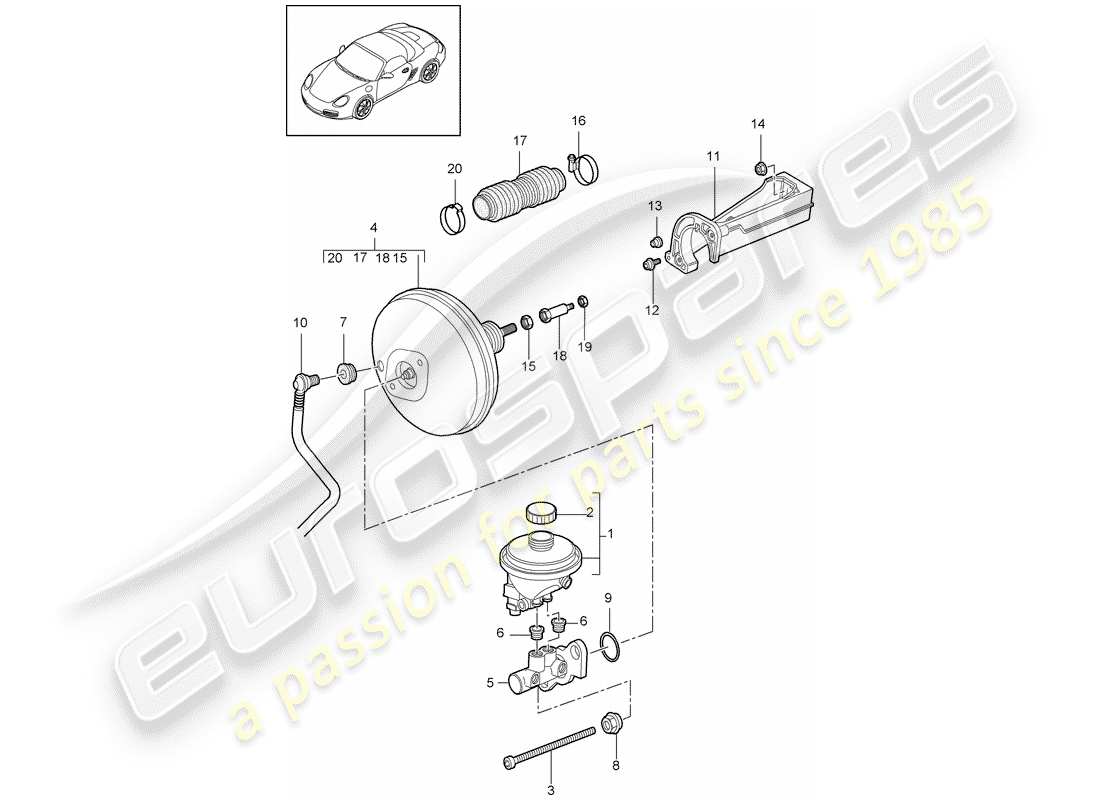 Porsche Boxster 987 (2010) brake master cylinder Part Diagram