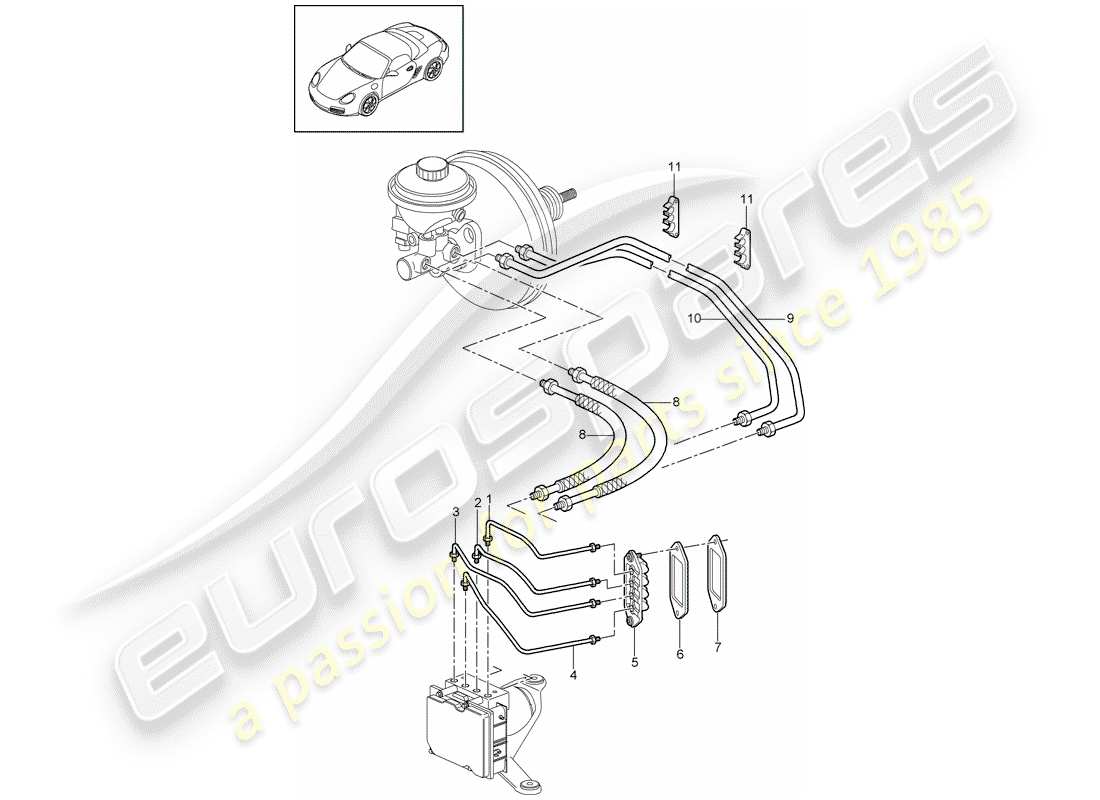 Porsche Boxster 987 (2010) brake lines Part Diagram