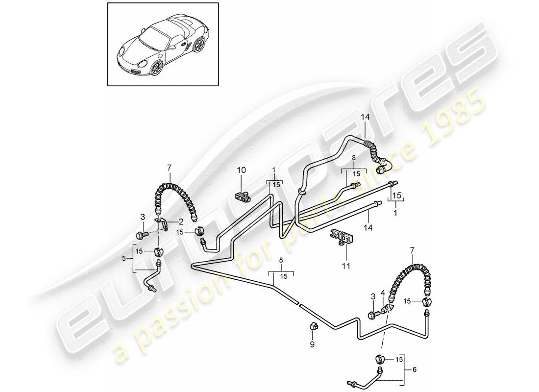 Porsche Boxster 987 (2010) brake line Part Diagram