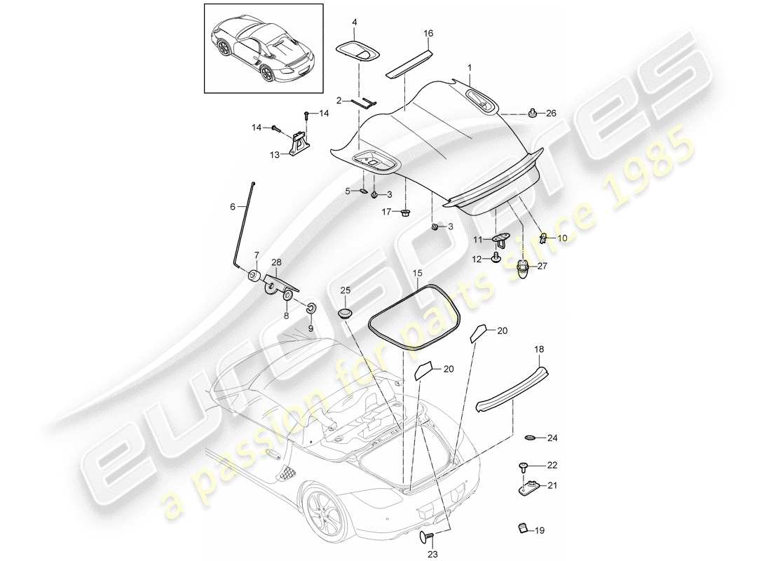 Porsche Boxster 987 (2010) COVER Part Diagram