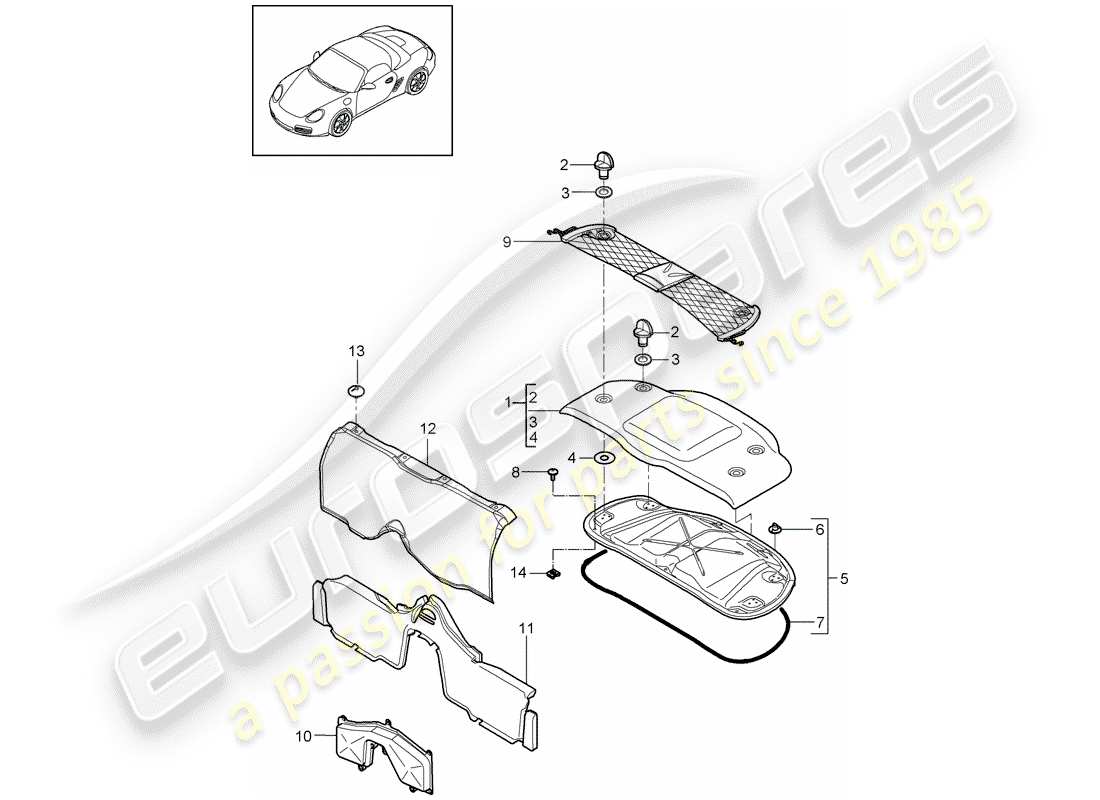 Porsche Boxster 987 (2010) trims Part Diagram