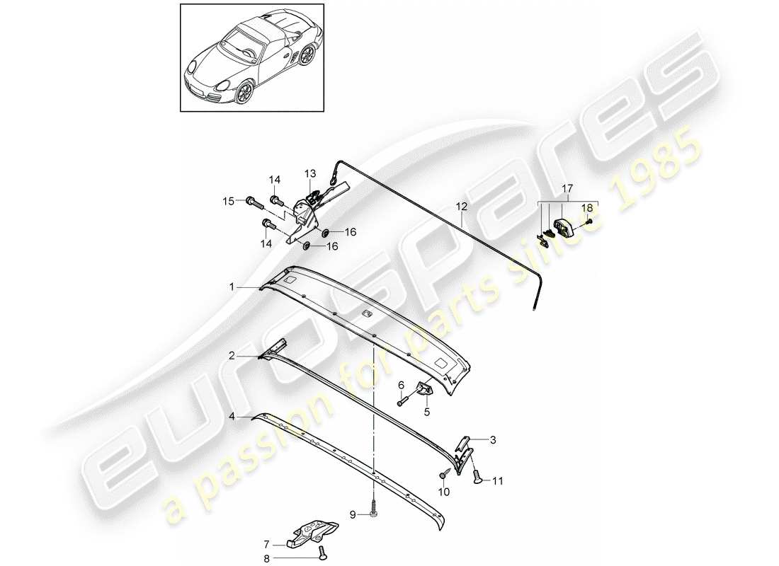 Porsche Boxster 987 (2010) top frame Part Diagram