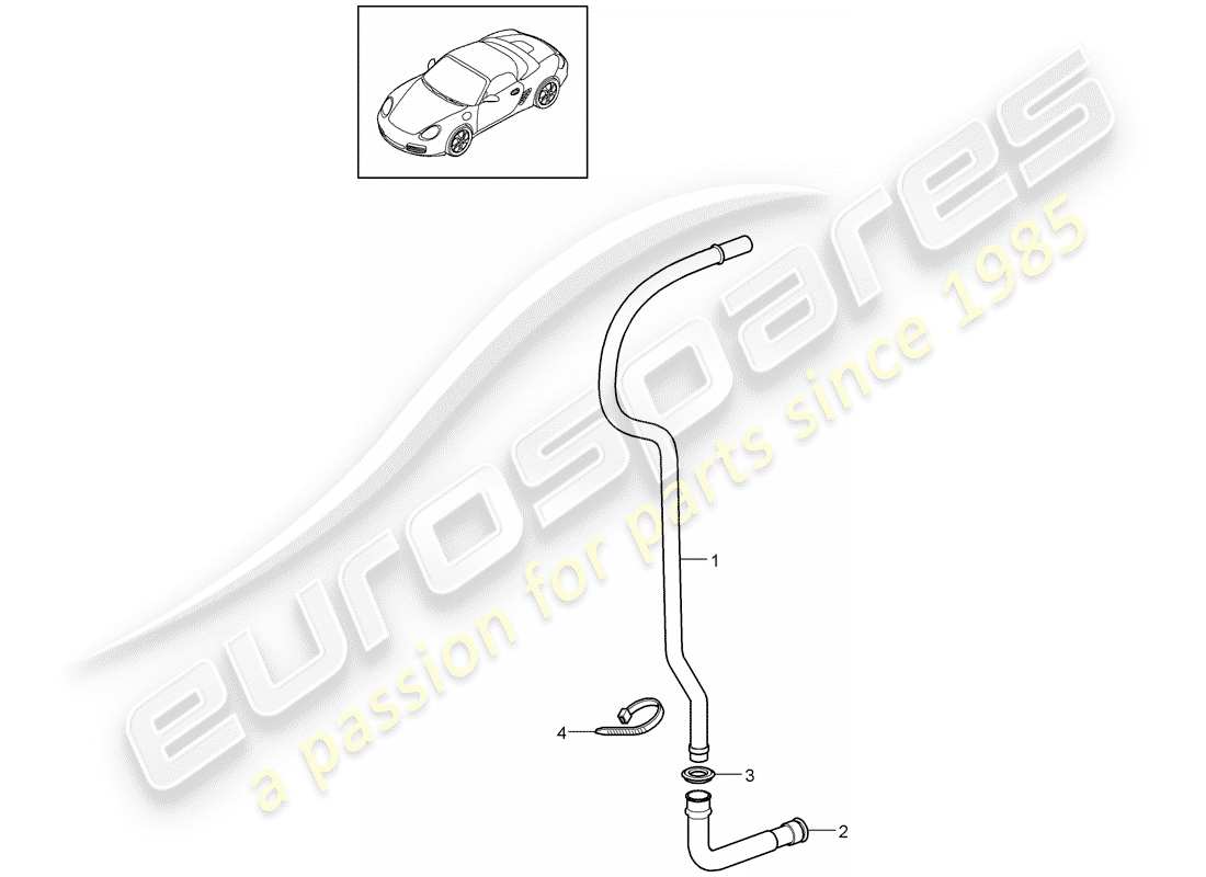 Porsche Boxster 987 (2010) WATER DRAIN PIPE Part Diagram