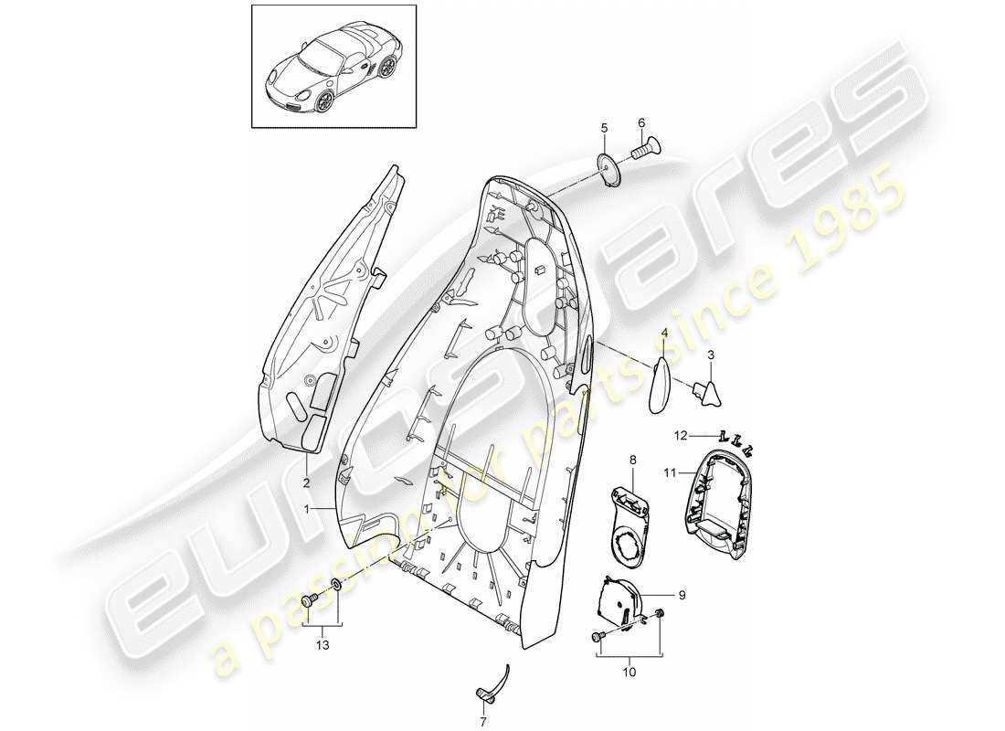 Porsche Boxster 987 (2010) backrest shell Part Diagram