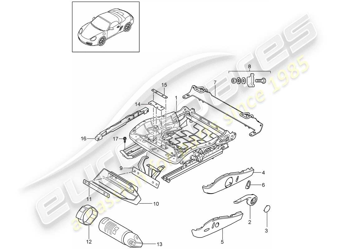 Porsche Boxster 987 (2010) seat frame Part Diagram