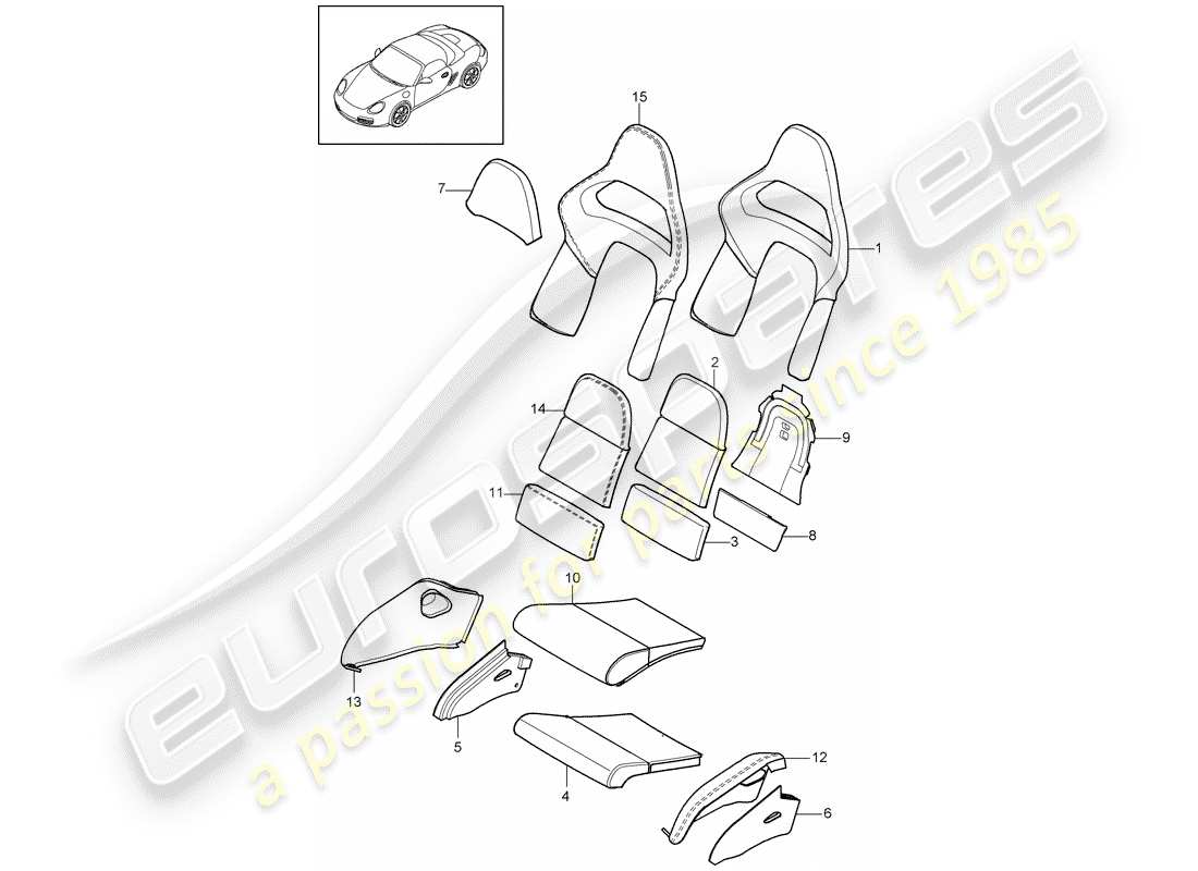 Porsche Boxster 987 (2010) foam part Part Diagram