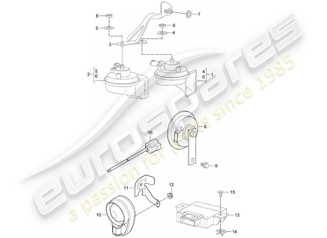 Porsche Boxster 987 (2010) fanfare horn Part Diagram